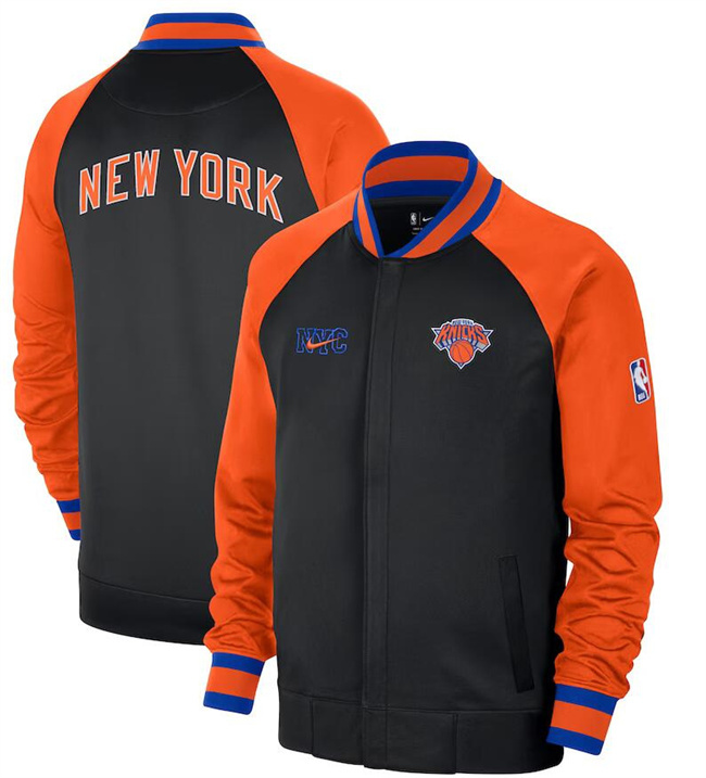 Men's New York Knicks Black/Orange 2022/23 City Edition Full-Zip Jacket